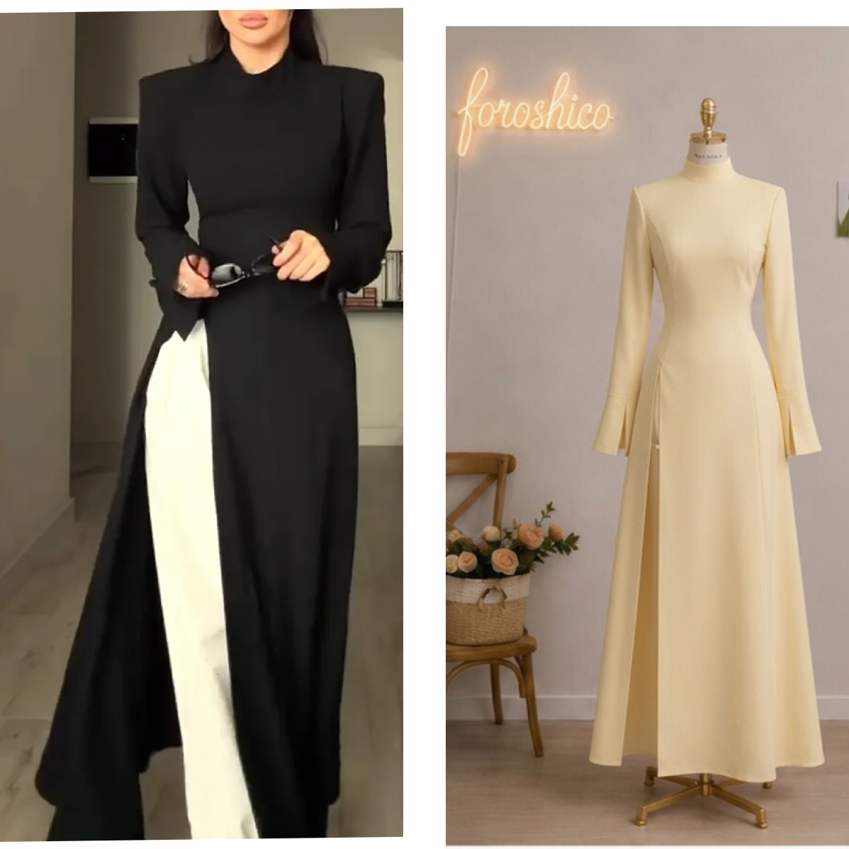 پیراهن زنانه بلند مدل پیراهن ماکسی ترک چاکدار